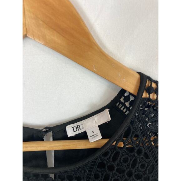 Dr2 Crochet Top Chiffon Dress Black Size Small - Picture 3 of 8